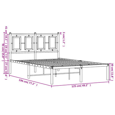 vidaXL Bettgestell mit Kopfteil Metall Weiß 120x190 cm