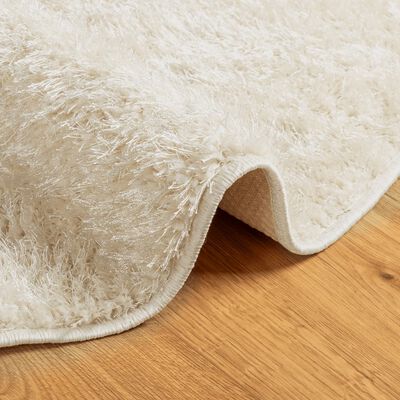 vidaXL Teppich ISTAN Hochflor Glänzend Creme Ø 100 cm