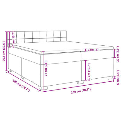 vidaXL Boxspringbett mit Matratze Hellgrau 200x200 cm Stoff