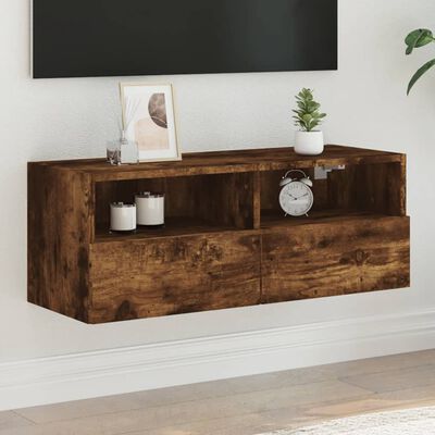 vidaXL TV-Wandschrank Räuchereiche 80x30x30 cm Holzwerkstoff