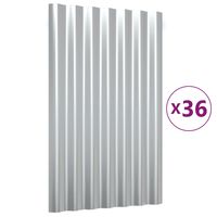 vidaXL Dachpaneele 36 Stk. Pulverbeschichteter Stahl Silber 60x36 cm