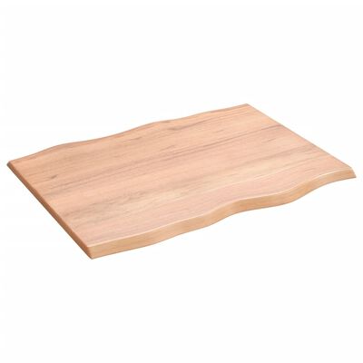 vidaXL Tischplatte 80x60x2 cm Massivholz Eiche Behandelt Baumkante