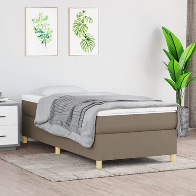 vidaXL Boxspringbett mit Matratze Taupe 100x200 cm Stoff