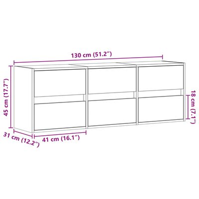 vidaXL TV-Wandschrank mit LED-Beleuchtung Schwarz 130x31x45 cm