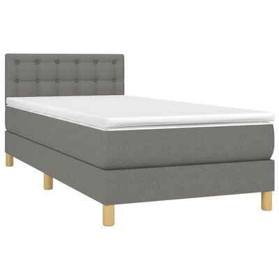 vidaXL Boxspringbett mit Matratze Dunkelgrau 90x190 cm Stoff