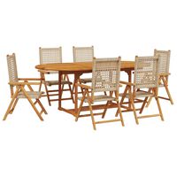 vidaXL 7-tlg. Garten-Essgruppe Poly Rattan und Massivholz Beige