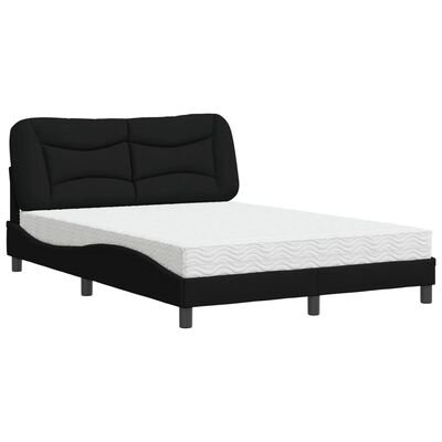 vidaXL Bett mit Matratze Schwarz 120x200 cm Stoff