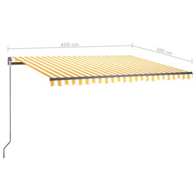 vidaXL Standmarkise Automatisch 450x300 cm Gelb/Weiß