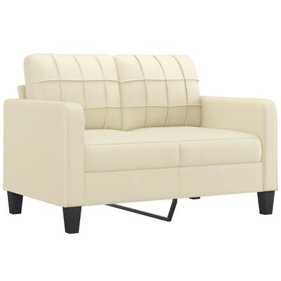 vidaXL 2-Sitzer-Sofa mit Zierkissen Creme 120 cm Kunstleder