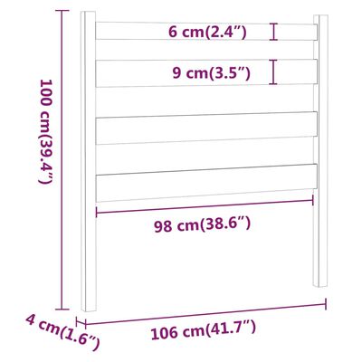 vidaXL Kopfteil Grau 106x4x100 cm Massivholz Kiefer