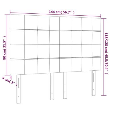 vidaXL LED Kopfteil Dunkelbraun 144x5x118/128 cm Stoff