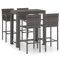 vidaXL 5-tlg. Garten-Bar-Set mit Armlehnen Poly Rattan Grau