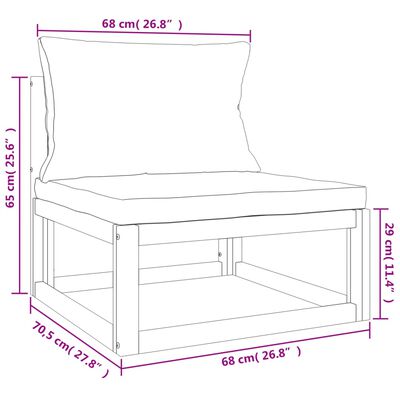 vidaXL 4-tlg. Garten-Lounge-Set mit Hellgrauen Kissen Massivholz