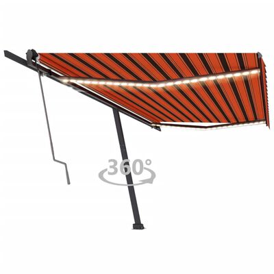 vidaXL Automatische Markise mit LED Windsensor 500x300 cm Orange/Braun