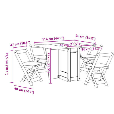 vidaXL 5-tlg. Butterfly-Esstisch-Set Corona Wachsbraun Kiefernholz