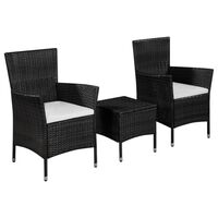 vidaXL 3-tlg. Bistro-Set Poly Rattan Schwarz