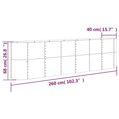 vidaXL Hochbeet Pulverbeschichteter Stahl 260x40x68 cm Anthrazit