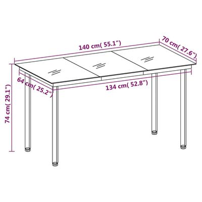 vidaXL 5-tlg. Garten-Essgruppe mit Auflagen Poly Rattan und Glas