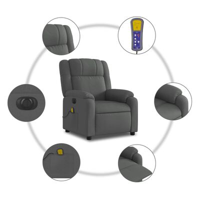 vidaXL Massagesessel Elektrisch Dunkelgrau Stoff