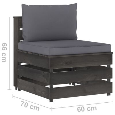 vidaXL 6-tlg. Garten-Lounge-Set mit Kissen Grau Imprägniertes Holz