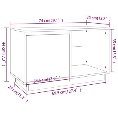 vidaXL TV-Schrank 74x35x44 cm Massivholz Kiefer