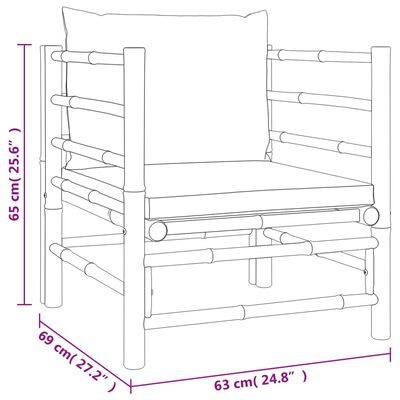 vidaXL 7-tlg. Garten-Lounge-Set mit Hellgrauen Kissen Bambus