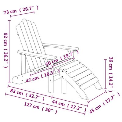 vidaXL Adirondack-Gartenstühle mit Hocker & Tisch HDPE Weiß