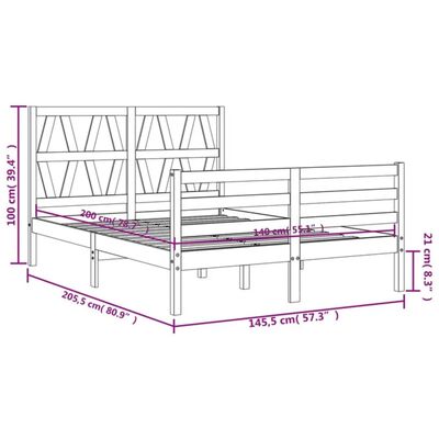 vidaXL Massivholzbett mit Kopfteil Weiß 140x200 cm