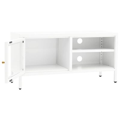 vidaXL TV-Schrank Weiß 90x30x44 cm Stahl und Glas