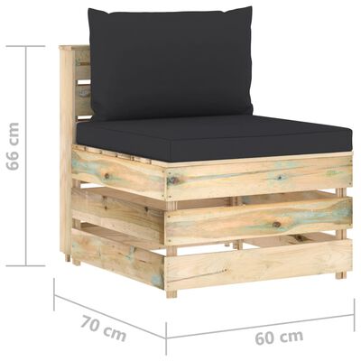 vidaXL Modulares Mittelsofa mit Kissen Grün Imprägniertes Holz