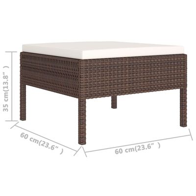 vidaXL 6-tlg. Garten-Lounge-Set mit Auflagen Poly Rattan Braun