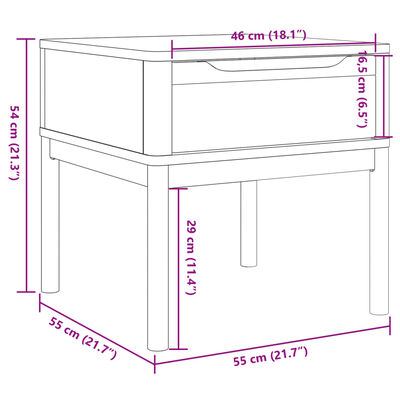 vidaXL Lampentisch FLORO Grau 55x55x54 cm Massivholz Kiefer