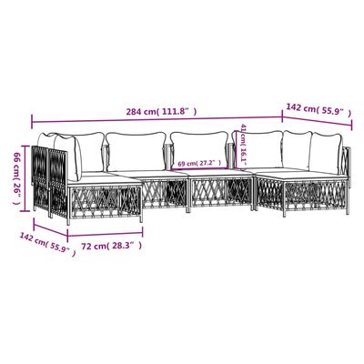 vidaXL 6-tlg. Garten-Lounge-Set mit Kissen Weiß Stahl