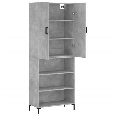 vidaXL Highboard Betongrau 69,5x34x180 cm Holzwerkstoff