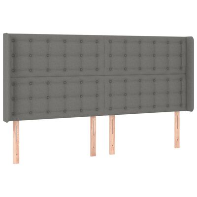 vidaXL Boxspringbett mit Matratze & LED Dunkelgrau 160x200 cm Stoff