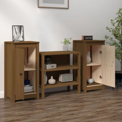 vidaXL Sideboards 2 Stk. Honigbraun 39x35x80 cm Massivholz Kiefer