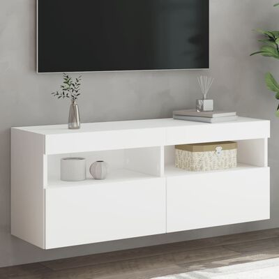 vidaXL TV-Wandschrank mit LED-Leuchten Weiß 100x30x40 cm