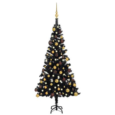 vidaXL Künstlicher Weihnachtsbaum Beleuchtung & Kugeln Schwarz 120 cm