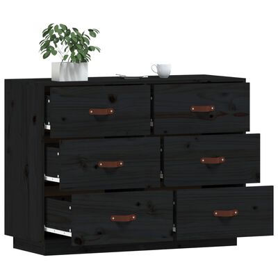 vidaXL Sideboard Schwarz 100x40x75 cm Massivholz Kiefer