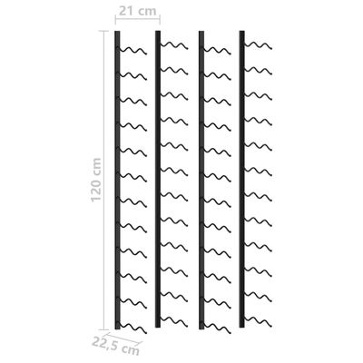 vidaXL Wand-Weinregale für 48 Flaschen 2 Stk. Schwarz Eisen