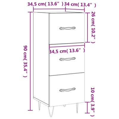 vidaXL Sideboard Weiß 34,5x34x90 cm Holzwerkstoff