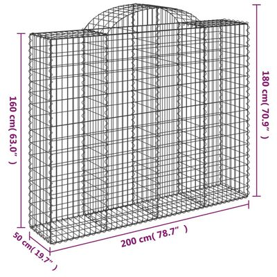 vidaXL Gabionen mit Hochbogen 12Stk. 200x50x160/180cm Verzinktes Eisen