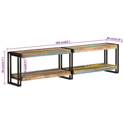 vidaXL TV-Schrank 160x30x40 cm Massives Altholz