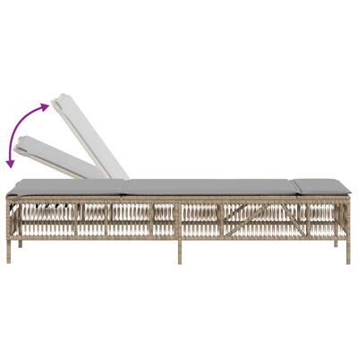 vidaXL Sonnenliegen mit Auflagen 2 Stk. Beige Poly Rattan