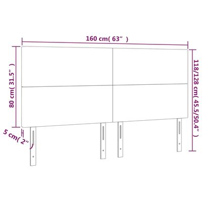 vidaXL LED Kopfteil Grau 160x5x118/128 cm Kunstleder