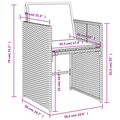 vidaXL 7-tlg. Garten-Essgruppe mit Kissen Grau Poly Rattan