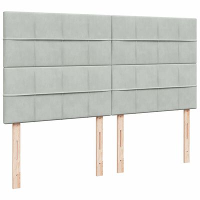 vidaXL Boxspringbett mit Matratze Hellgrau 180x200 cm Samt