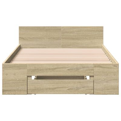 vidaXL Bettgestell mit Schublade Sonoma-Eiche 90x200 cm Holzwerkstoff