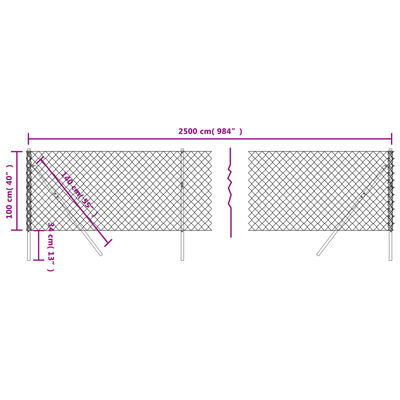 vidaXL Maschendrahtzaun Grün 1x25 m