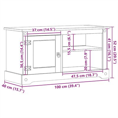 vidaXL TV-Schrank Corona 100x40x52 cm Massivholz Kiefer